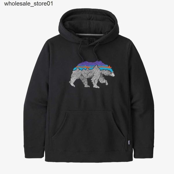 

new men's hoodies designer sweatshirts patagoniass men's thick plush fashion streetwear hoodie, Black