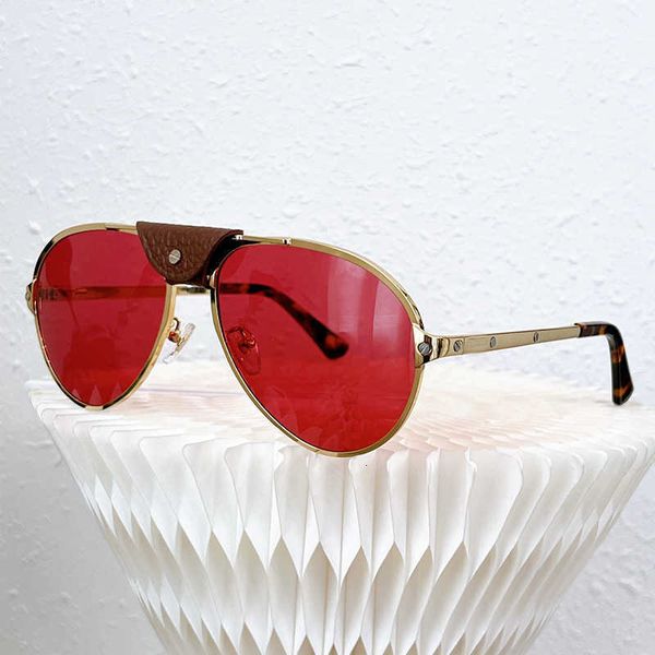 

watches jewelry sun glasses vintage red pilot sun for men and women high end golden frame blue lenses removable leather buckle design luxury, White;black