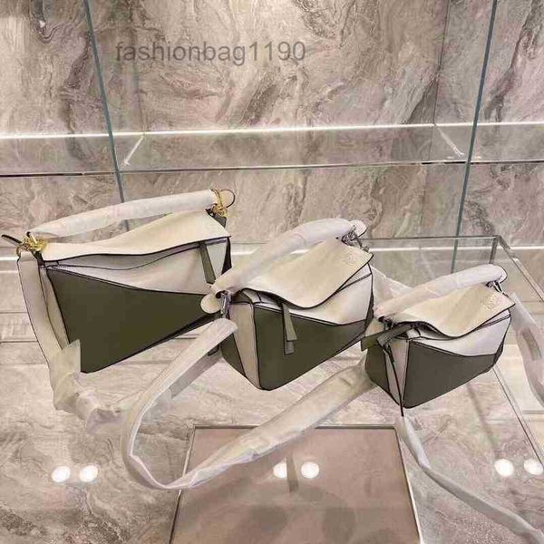 

fashion bag cowhide loewss designer bags leather color matching geometric hand-held messenger one large capacity women's square mediyjq