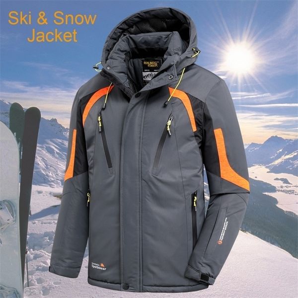 

men's down parkas men winter outdoor jet ski snow warm parkas jacket coat men outwear brand casual hat waterproof thick fleece parka me, Black
