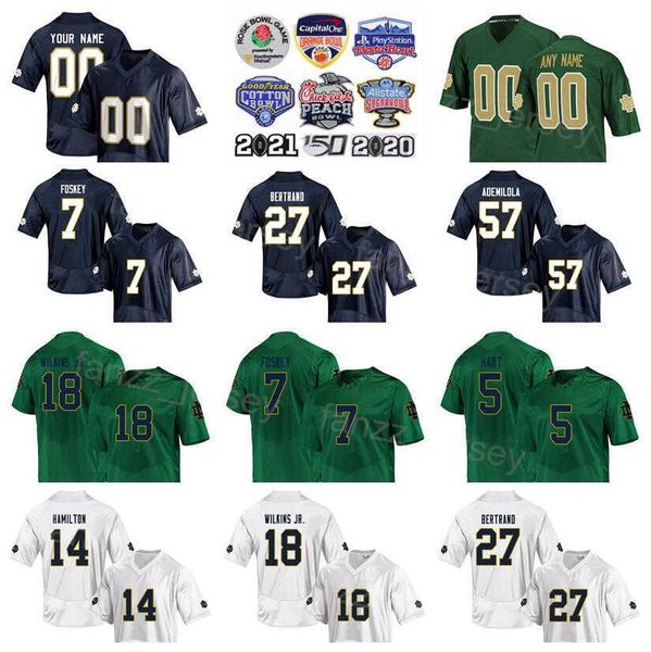 

ncaa college football 5 cam hart jersey 14 kyle hamilton 7 isaiah foskey 57 jayson ademilola 27 jd bertrand stitcheduniversity navy blue whi, Black