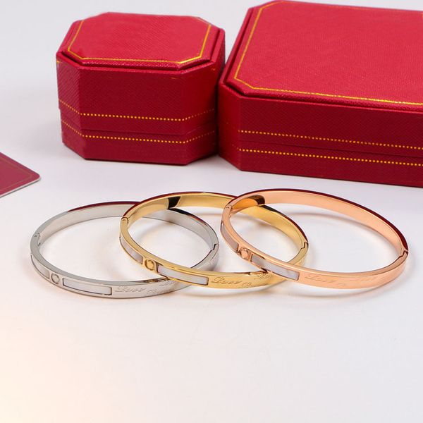 

stainless steel love bracelets silver rose gold bangles women men bangle screw bracelet couple classic shell jewelry accessories wholesale, Black
