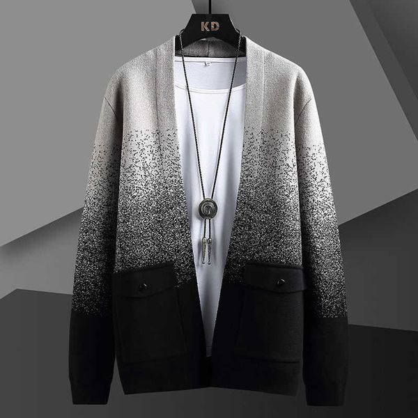

men's sweaters korean version spring and autumn contrast color knitted cardigan men's brand slim sweater clothing jacket -4xl g22, White;black