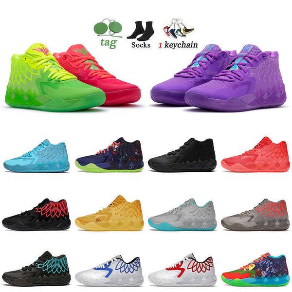 

2022 lamelo balls basketball shoes mb.01 rick and morty queen buzz city iridescent dreams unc, Black