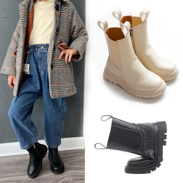 

boots children chelsea kids girls martin casual autumn winter pu leather school boy shoes fashion in snow 2020 new l221011, Black;grey