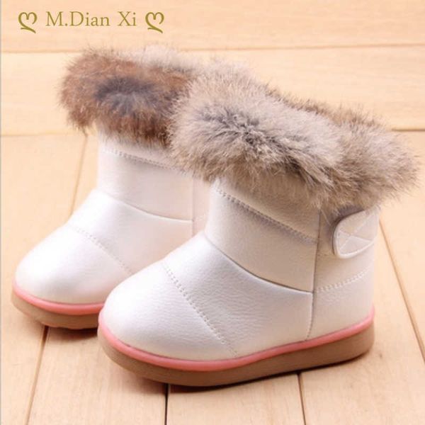 

boots kids childrens rubber winter children thicken plush snow child warm leather short baby infant white shoe girls l221011, Black;grey