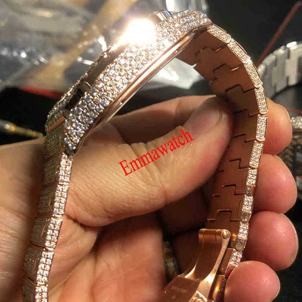 

wristwatches 2022 new skeleton sier moiss anite diamonds watch pass tt quartz movement men luxury iced out sapphire watch, Slivery;brown