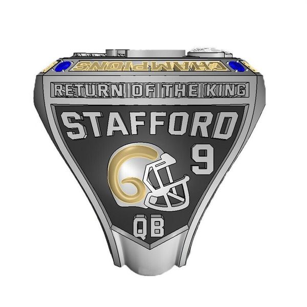 

6 player 2021 2022 american football team champions championship ring stafford kupp miller beckham ramsey donald282o, Golden;silver