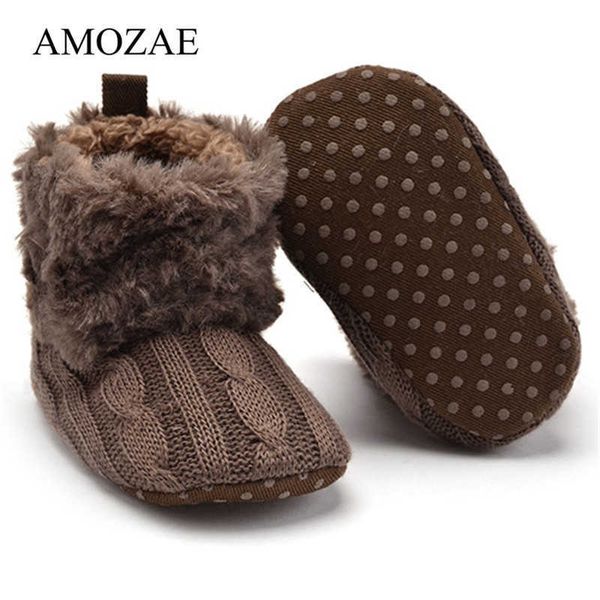 

boots new baby shoes for newborn winter first walker boys girls booties keep knitting warm moccasins kids wholesale l221011, Black;grey