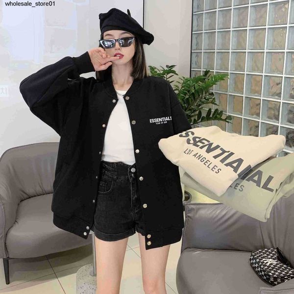 

new men's jackets designer essential neck loose letter couple plush coat fashion streetwear baseball shirt, Black;brown