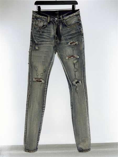 

Men's Jeans Designer letter embroidery Casual Hole Slim Straight Pleated Biker Male Denim Top Fashion jean Man Pants, Red