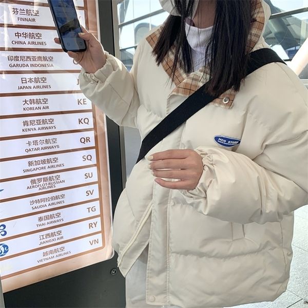 

womens down parkas womens clothing white down jackets stand collar korean fashion leisure thicken winter female puffer cotton padded outwear, Black