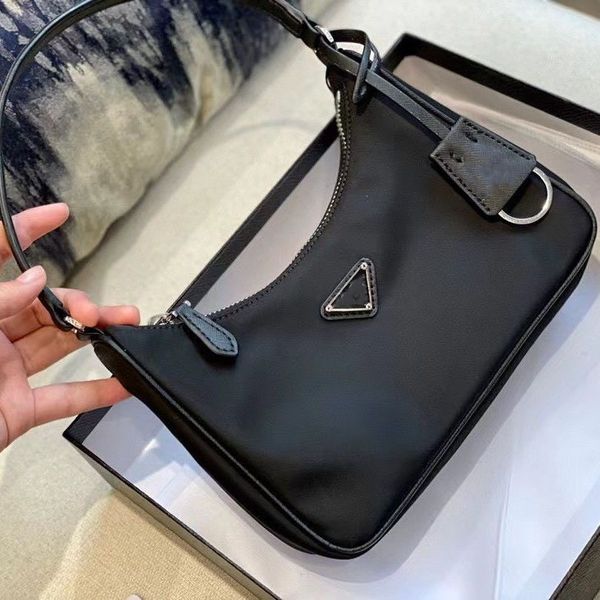 

letter triangle print underarm bag hobo nylon black bag simple fashion shoulder casual female tote