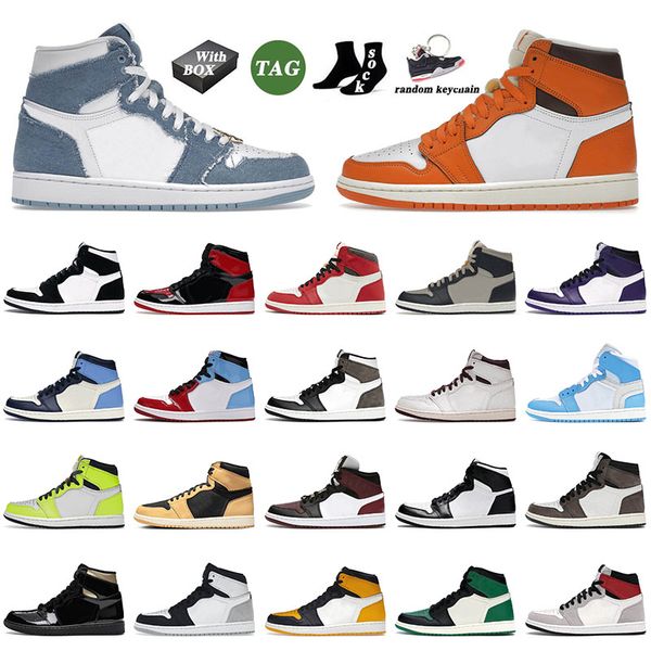 

with box jumpman 1 1s basketball shoes denim starfish high dark mocha twist heirloom university gold jorda sports sneakers tennis trainers