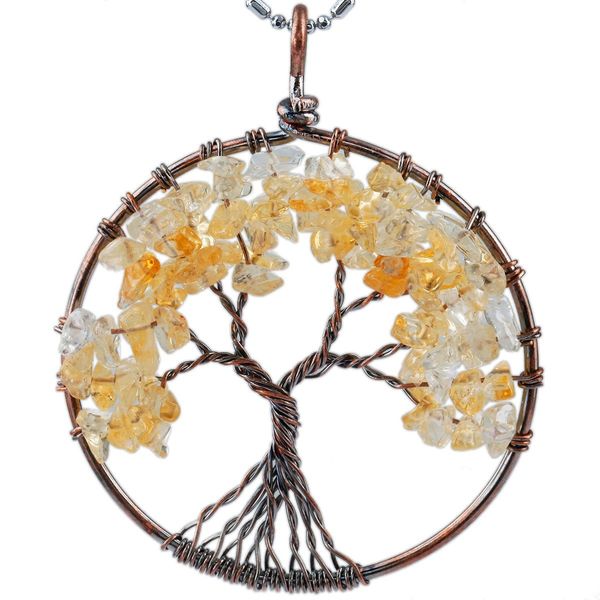 

pendant necklaces tumbled gemstone tree of life necklace for women men drop delivery 2022 am9aw, Silver