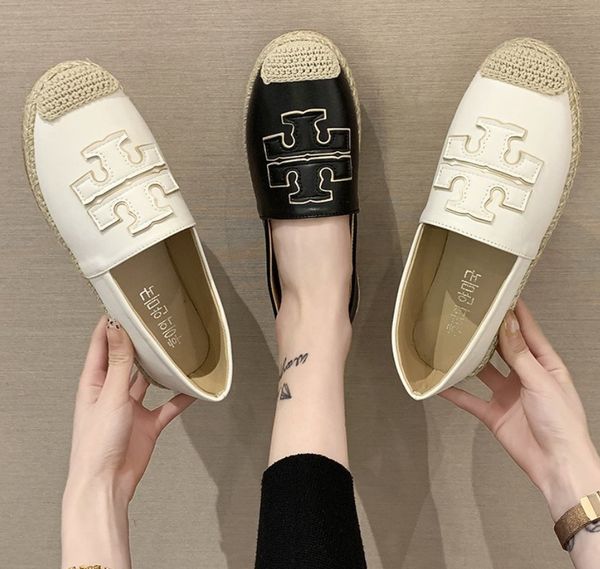 

four seasons flat shoes women new straw hemp rope fisherman shoes slip on casual ladies breathable platform, Black