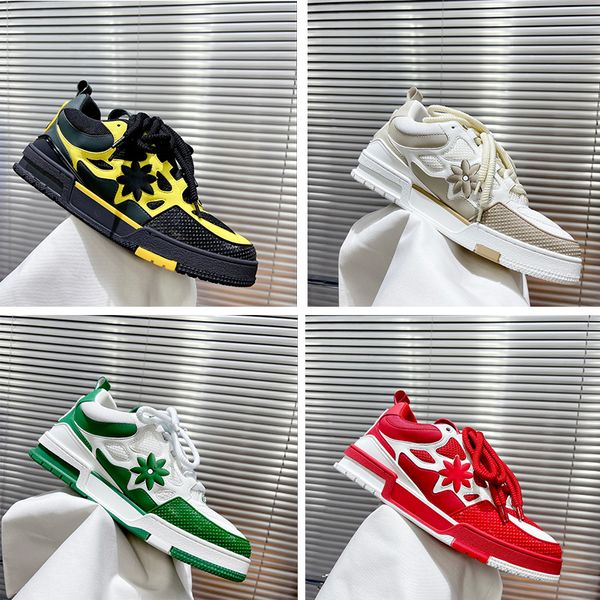 

designer casual shoes men sneakers rubber platform trainers genuine leather sneaker multicolor lace-up skate shoes fashion running shoe809, Black