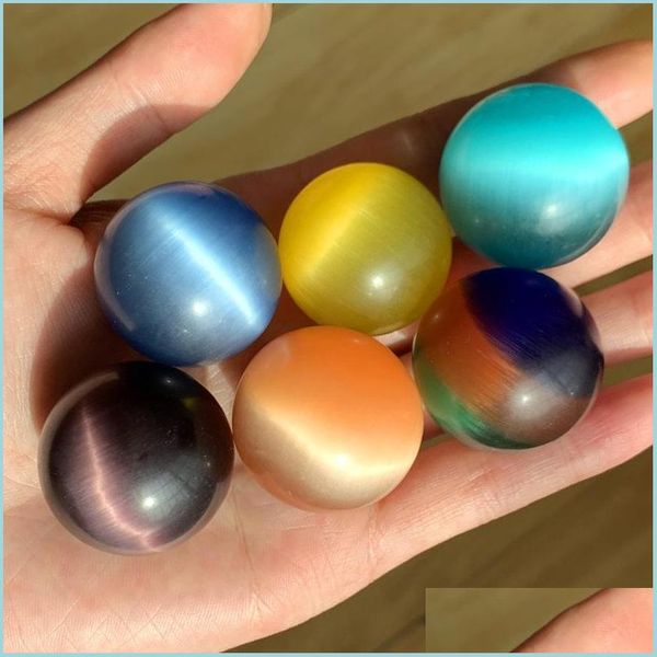 

stone 30mm 7 chakra round cats eye crystal opal stone ball mosaic craft gift yoga hand play odornment decoration drop delivery 2022 je dhhrd, Black