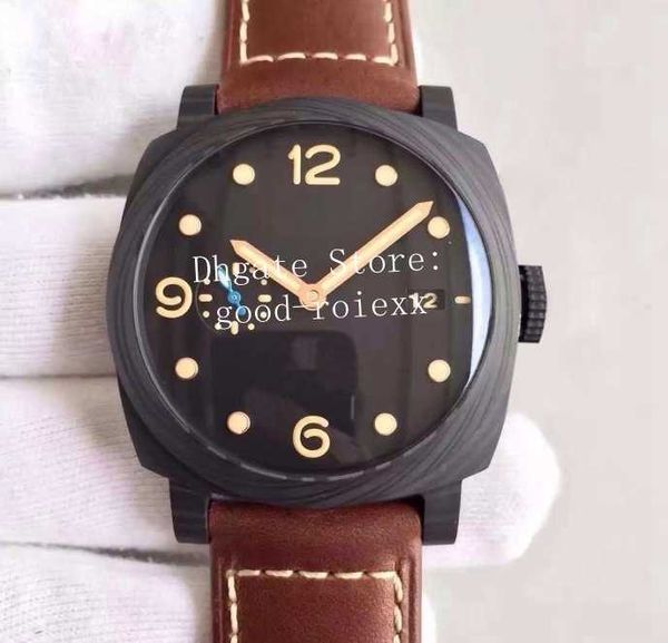 

carbon fiber watches men watch men's automatic p.9010 movement 661 black carbotech vs sport power vsf sapphire pam 44mm leather strap