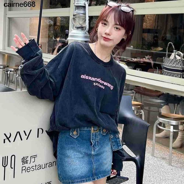 

women's hoodies designer sweatshirts sweater letter foaming long alexanders sleeve lovers loose wangs, Black