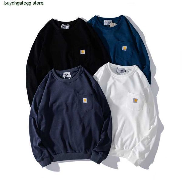 

men's and women's hoodies sweatshirts 2022 fashion european american brand carhart autumn winter terry sweater pocket solid color, Black