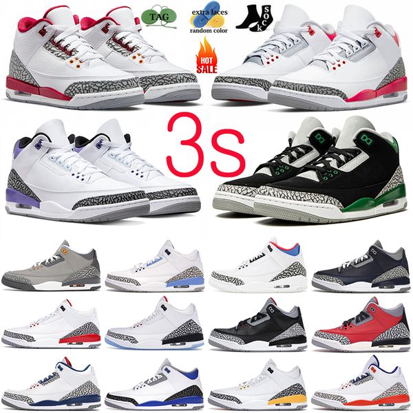 

jumpman 3 3s basketball shoes men sneakers fire red cardinal pine green racer blue unc cool grey infrared cement white count purple mens out