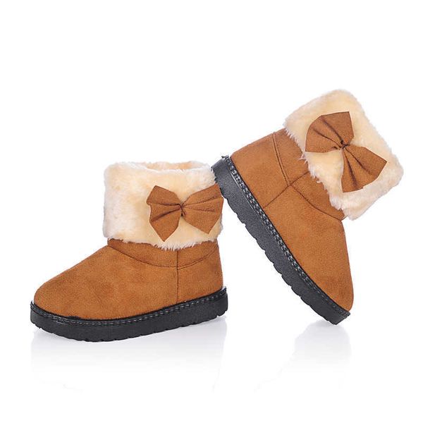

boots mumoresip candy colors girls winter children warm cotton with bowtie kids snow fashion princess sweet antiskid l221011, Black;grey