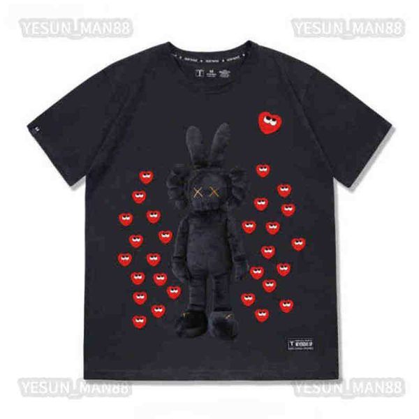 

22fw designer hip hop cartoon figure printed short sleeve t shirt fashion mens and womens summer white black high street loose tees
