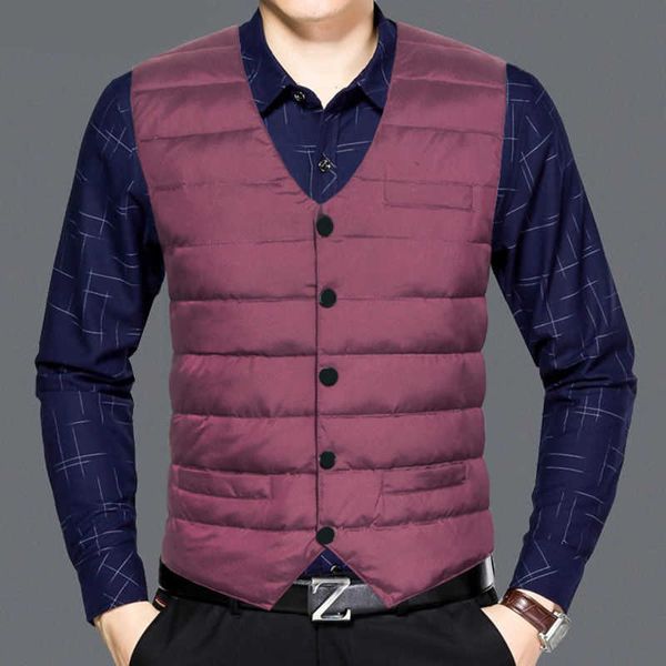 

men's down parkas 2022 good quality new brand vest men winter white duck light loose waistcoat casual sleeveless jacket male q15 g22101, Black