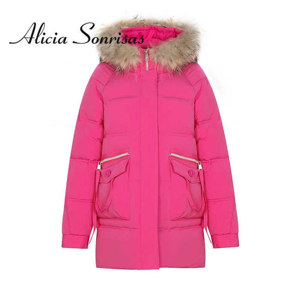 

women's down parkas 2022 women's new fashion parkas korean style winter big fur collar down cotton-padded coat female mid-length t, Black