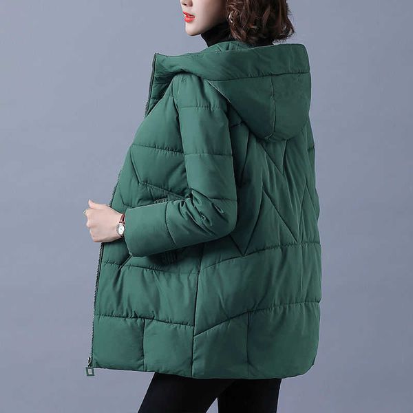 

women's down parkas 2022 winter women jacket warm parkas female thicken coat cotton padded long hooded outwear casual loose women snow, Black