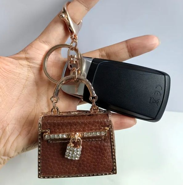 

keychains car artificial diamond leather bag key ring easy to carry, Silver