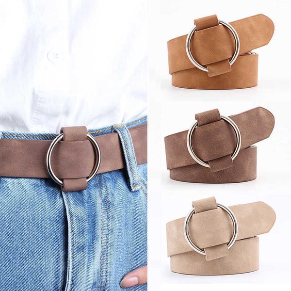 

belts solid color no needle round buckle casual ladies youth fashion wide women g221010, Black;brown