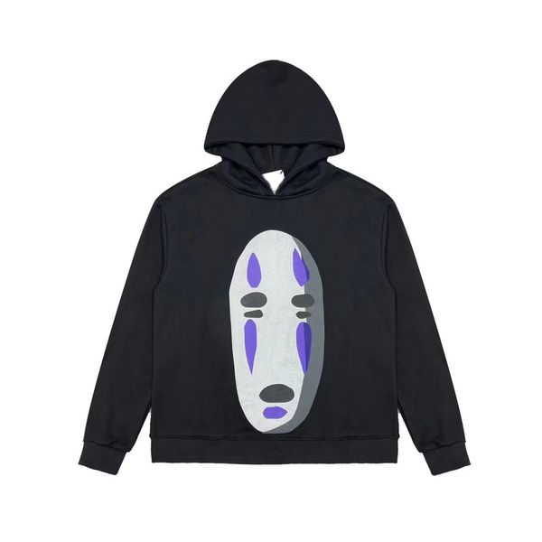

2022 latest men's sweater hoodie classic anime image faceless men's embroidery does not choose body stylish pieces joint brand vis, Black