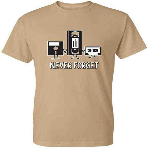 

never forget vintage tape pattern novel men's funny t-shirt, White;black