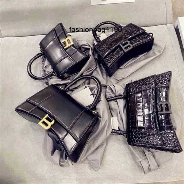 

women designer balencaigass bags 2022 lisa bag same crocodile hourglass leather b-button single shoulder messenger portable