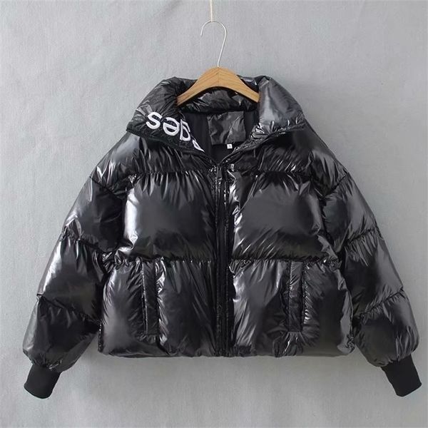 

men's down parkas winter glossy down waterproof embroidery jacket large size loose warm thick parka women jacket 221010, Black