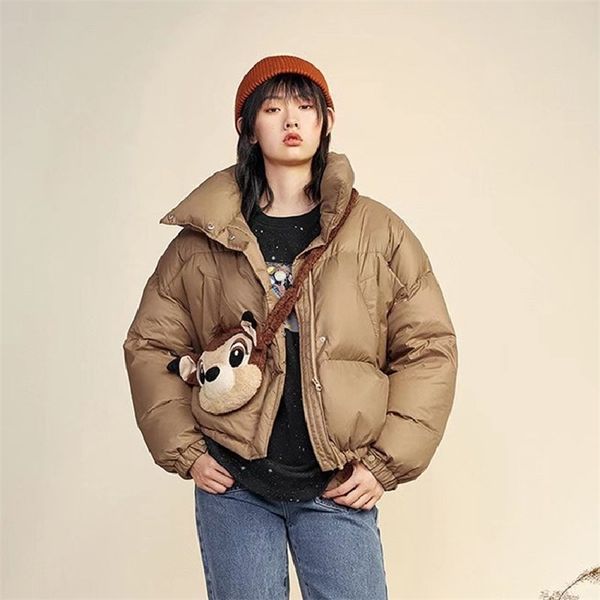 

womens down parkas women khaki down jacket short stand collar windproof thicken warm coat winter fashion zipper puffer duck down outwear 22, Black