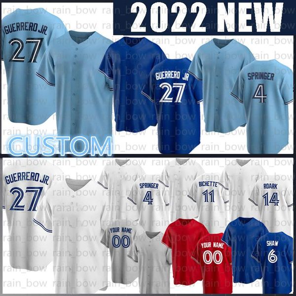 

baseball jersey 27 vladimir guerrero jr. 11 bo bichette george springer yusei kikuchi cavan biggio randal grichuk nate pearson hyun-jin ryu, Blue;black
