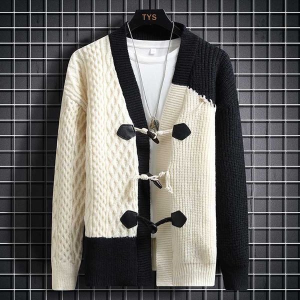 

men's sweaters nieuwe herfst winter fashion mannen vest contrast stiksels knappe gebreide truien hoge kwaliteit heren vesten jassen g22, White;black