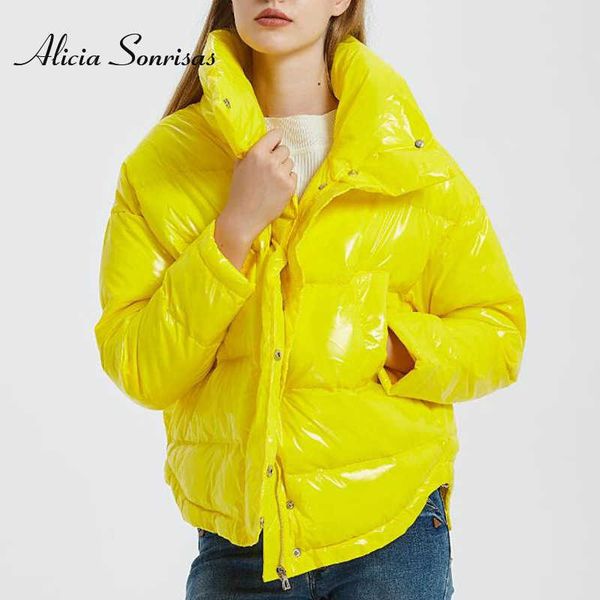 

women's down parkas women jacket winter new pink silver cotton padded coat glossy waterproof puffer jackets manteau femme hiver thick p, Black