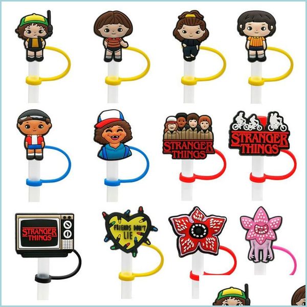 

drinking straws custom stranger things st er sile mold er fashion charms reusable splash proof drinking dust plug decorative 8mm othjl