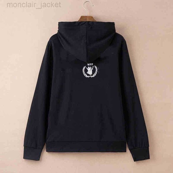 

2022 new designer balenciga autumn and winter paris grain cotton printed hoodie back letter men's and women's long sleeved hoody, Black