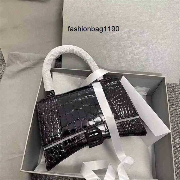 

women designer balencaigass bags paris bag 2022 family high version women's crocodile hourglass leather shoulder slant crossypbx