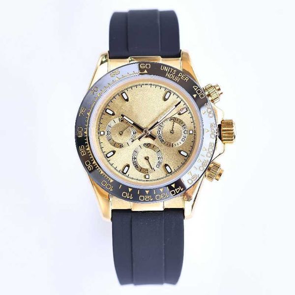 

fashion luxury gold designer watch for mens 41mm multi dial automatic movement watches water resistant sapphire rubber steel strap sport