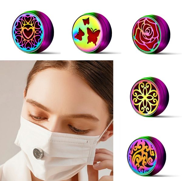 

12mm face mask air freshener locket colorful stainless steel essential oil buckles for breathable facial masks