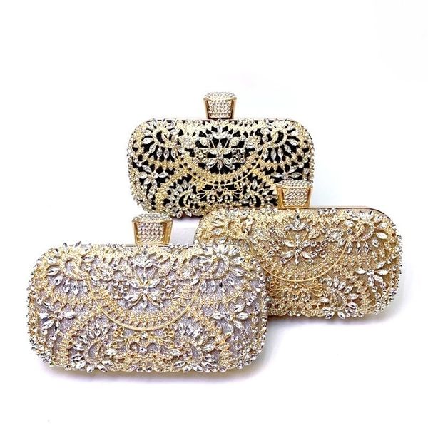 

evening bags diamond evening clutch bag for women wedding golden clutch purse chain shoulder bag small party handbag with metal handle 22101