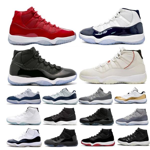 

new cool grey 11 11s mens basketball shoes 25th anniversary low legend university blue white concord cap and gown men women sneakers trainer, Black