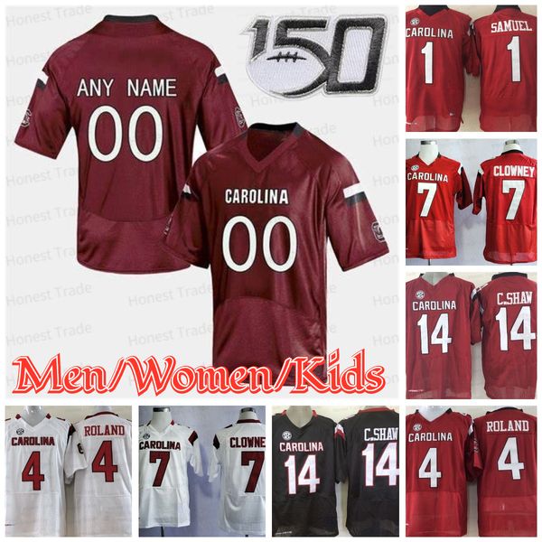 

american college football wear custom south carolina football jersey 7 jadeveon clowney 1 deebo samuel 14 connor shaw 21 marcus lattimore 4, Black
