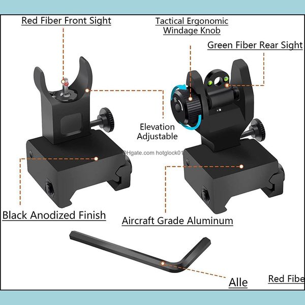 

original accessories others tactical fiber optics iron sight front rear sights back up tactical fit picatinny weaver rail drop delivery 2022